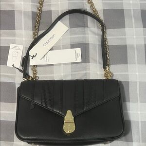 Calvin Klein Black Shoulder Bag with Gold Accents